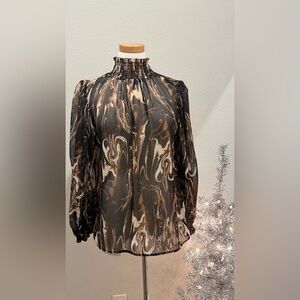 Banana Republic Black and Brown Swirl Blouse